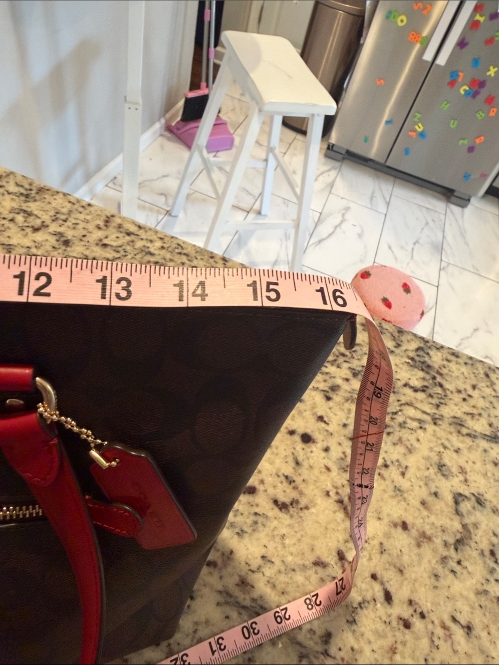 COACH Signature Tote with Red Leather Trim - Picture 12 of 16
